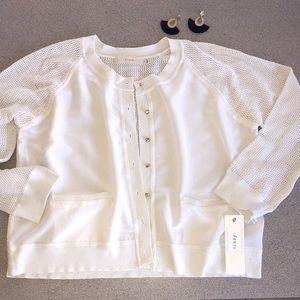 NWT Cluny silk sweater w gold buttons sz L